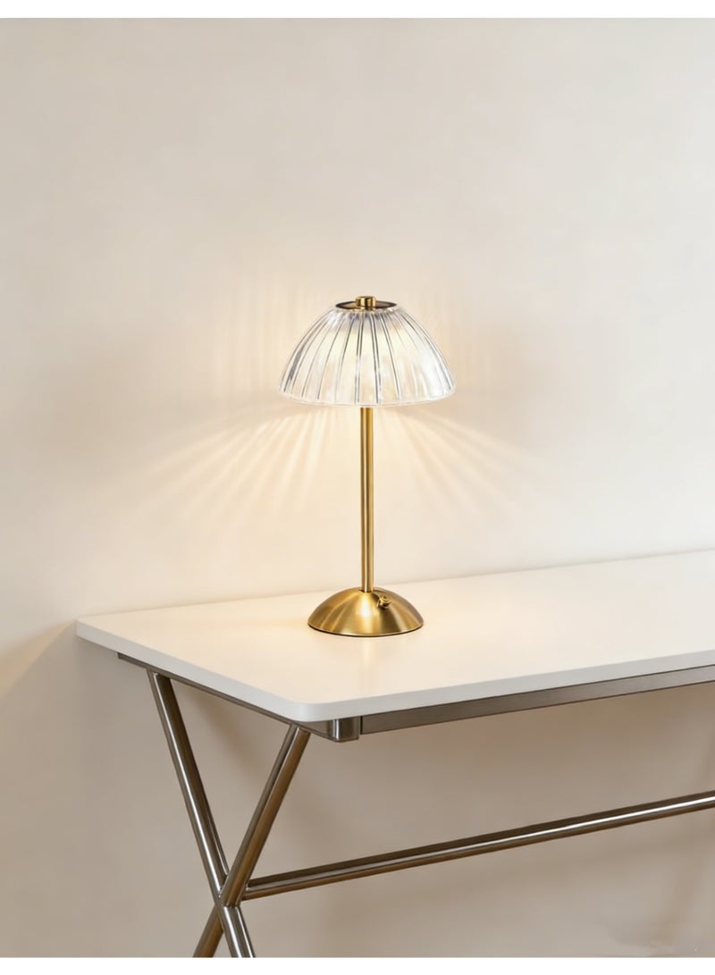 مصباح طاولة LED يعمل باللمس - قابل لإعادة الشحن عبر منفذ USB ولاسلكي - مع إضاءة قابلة للتعتيم بثلاثة ألوان، تصميم معدني عصري بسيط، إضاءة أجواء عتيقة لتزيين المنزل، غرفة النوم، ضوء ليلي، فكرة هدية (15 × 15 × 32 سم) - Image 4